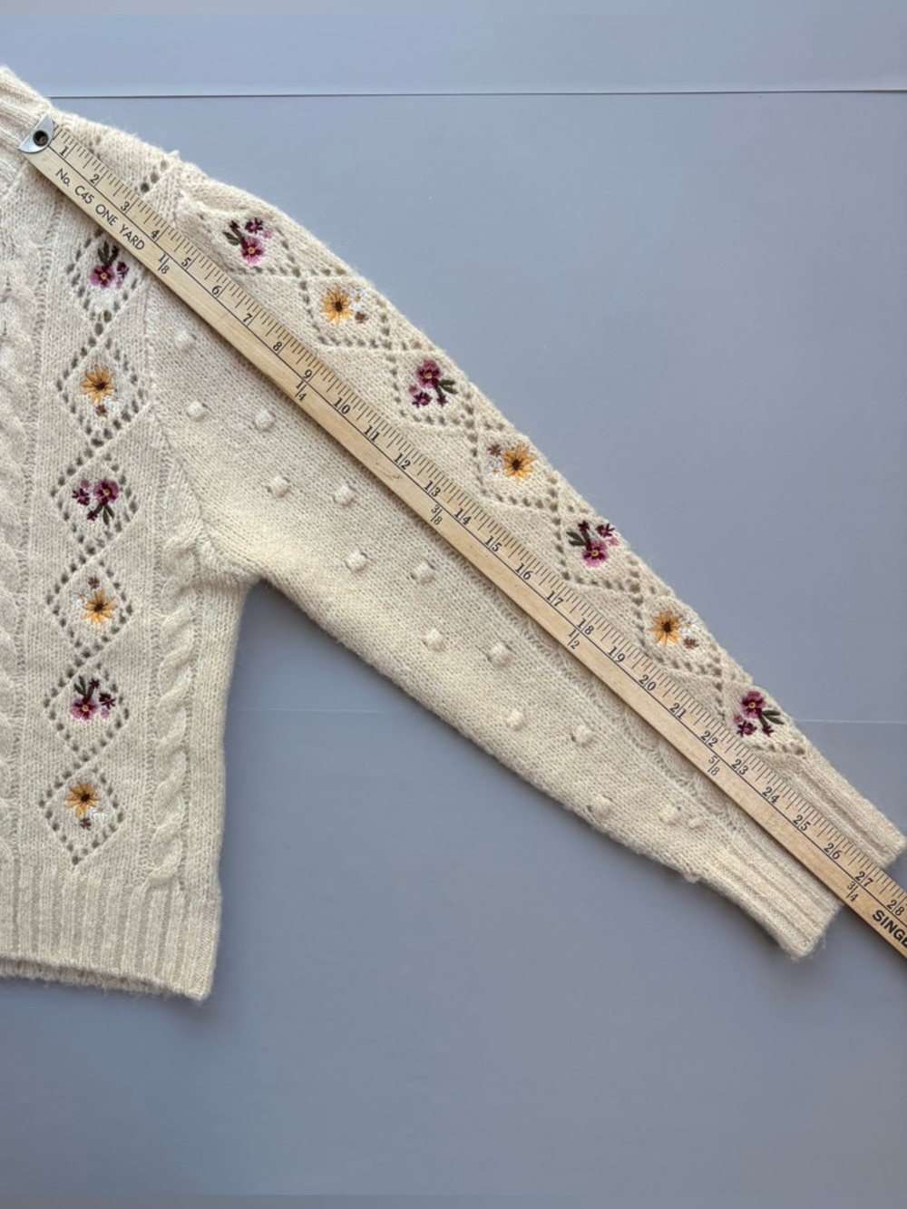 Driftwood Wool Mohair Penny Sweater Cardigan Cream Bliss Embordered Cottagecore - Picture 11 of 14
